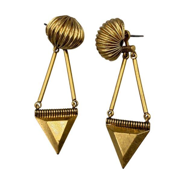 Vintage Stella & Dot Gold Geometric Drop Earrings - Picture 1 of 2